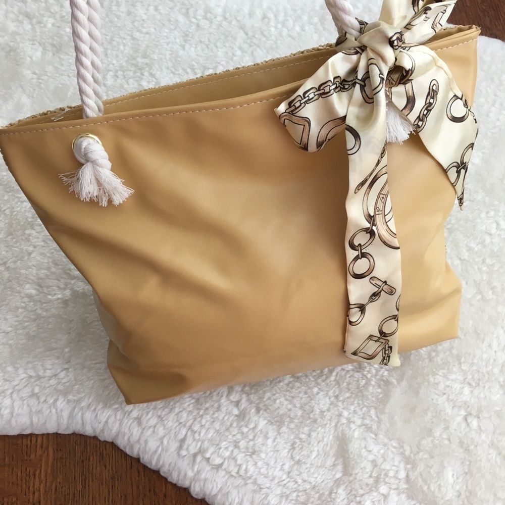 🔴 Straw Tote Bag with Scarf Bow - Picture 8 of 8